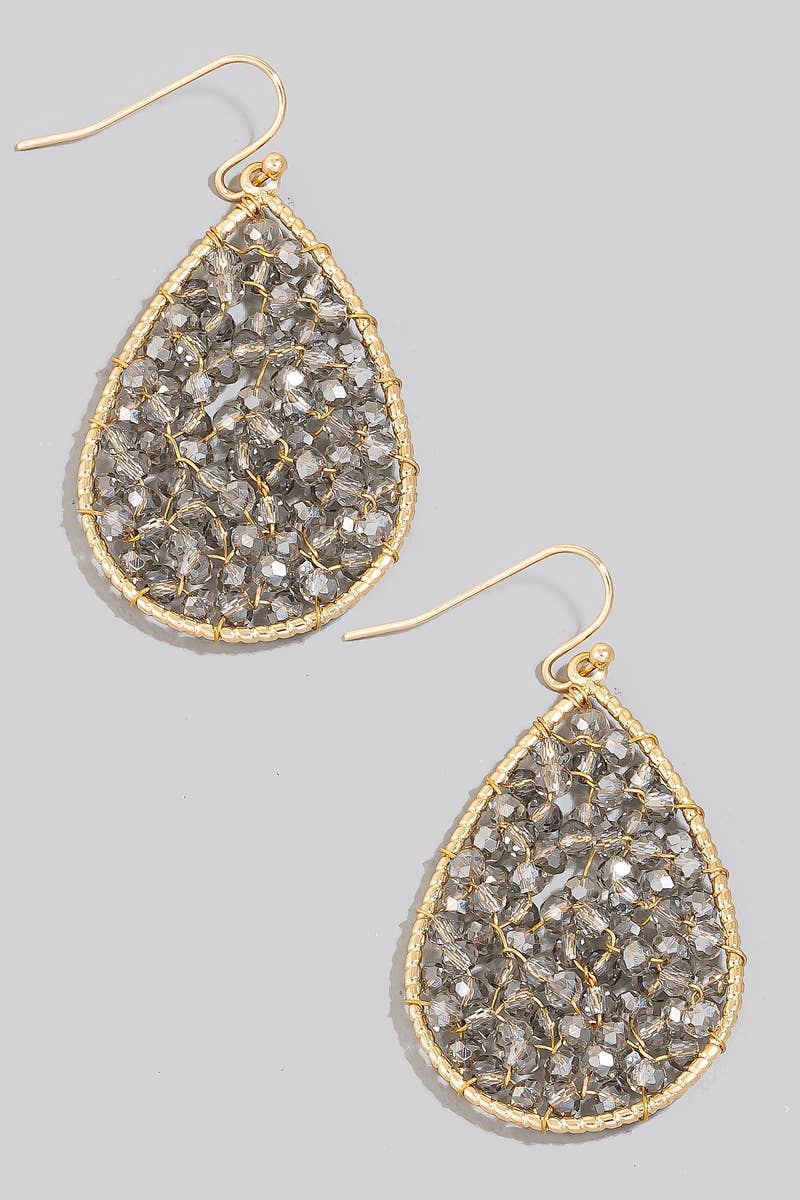 Faceted Beaded Tear Dangle Hook Earrings