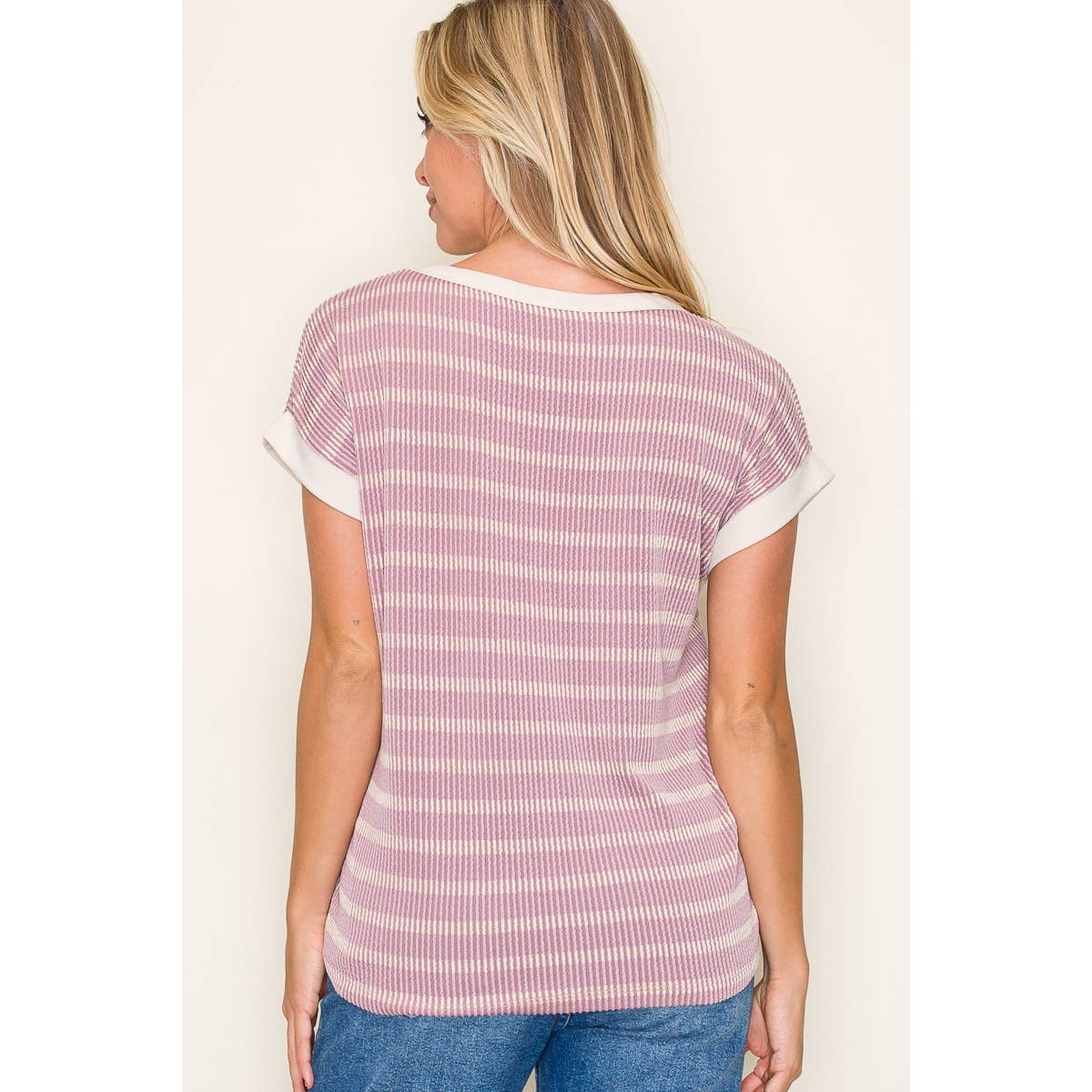 Staccato COLOR TRIM BANDED STRIPE TOP