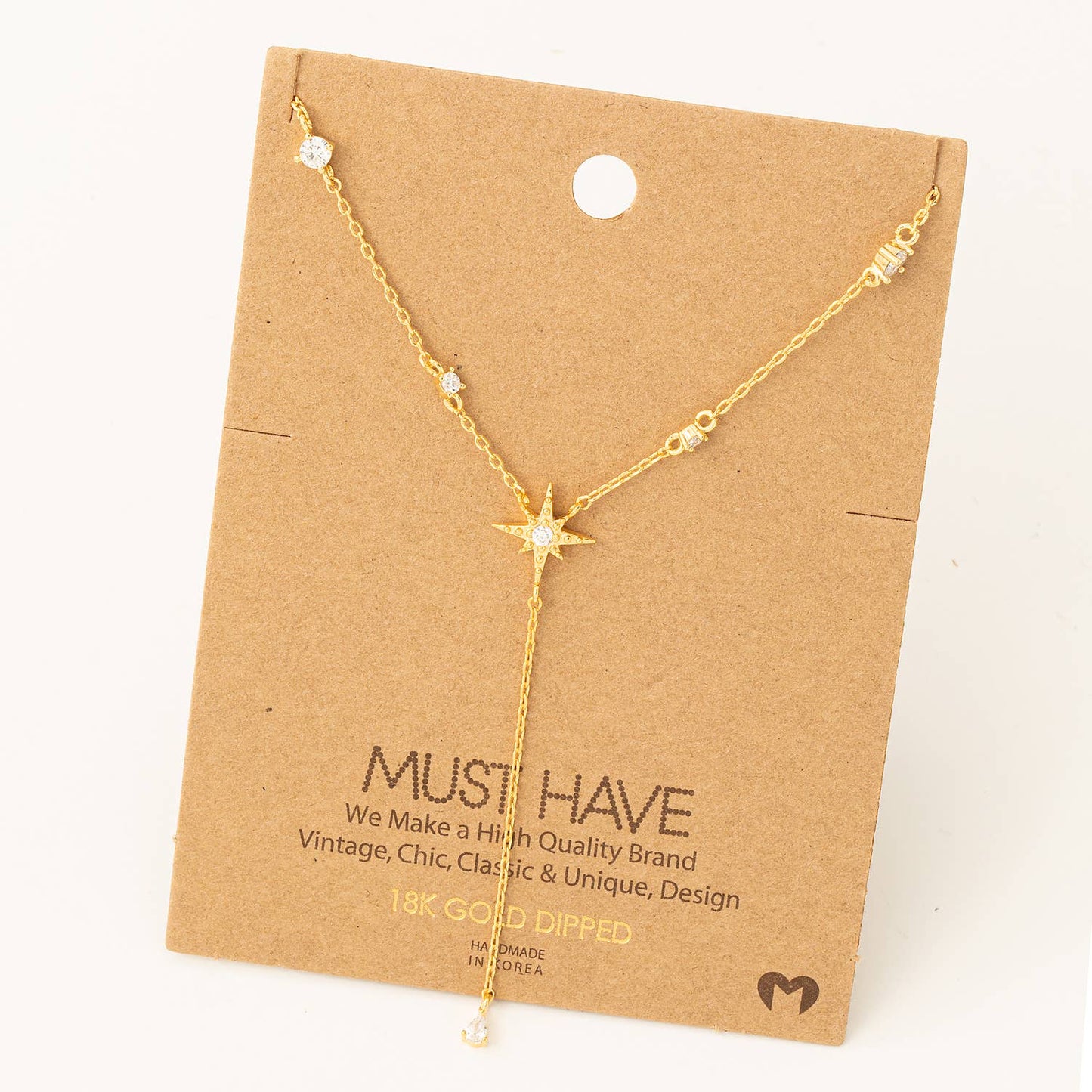 North Star Charm Lariat Necklace