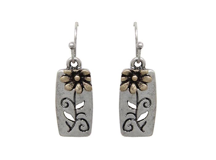 Silver w/ Gold Flower Earrings