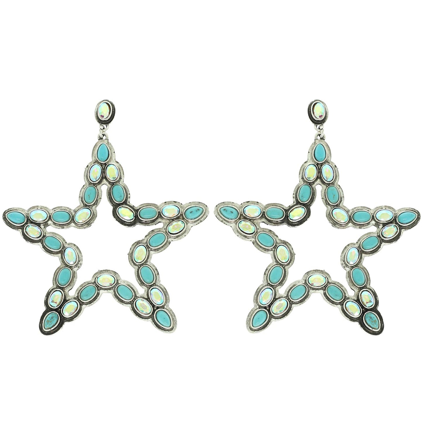 Western Turquoise Star Dangle Earrings