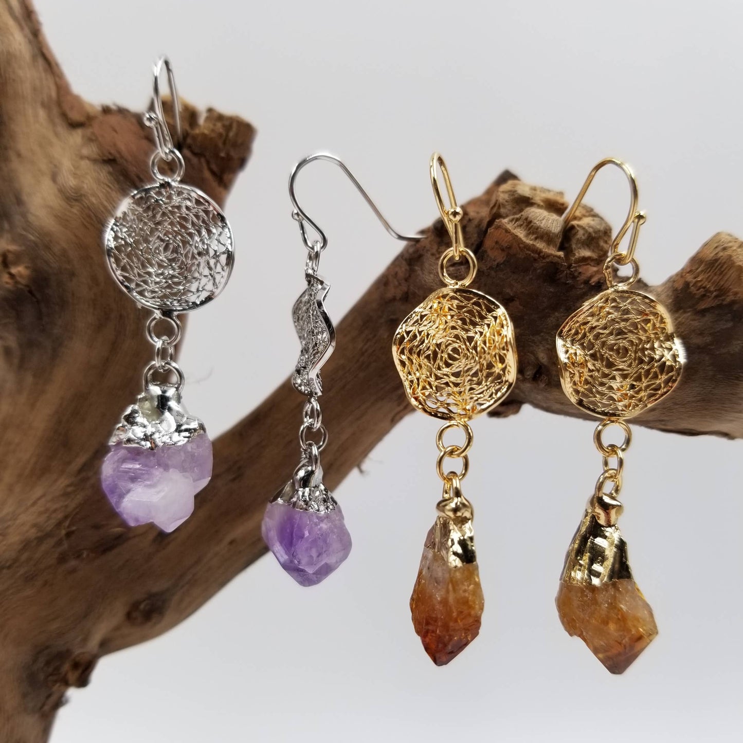 Dream Catching Natural Crystal Earrings