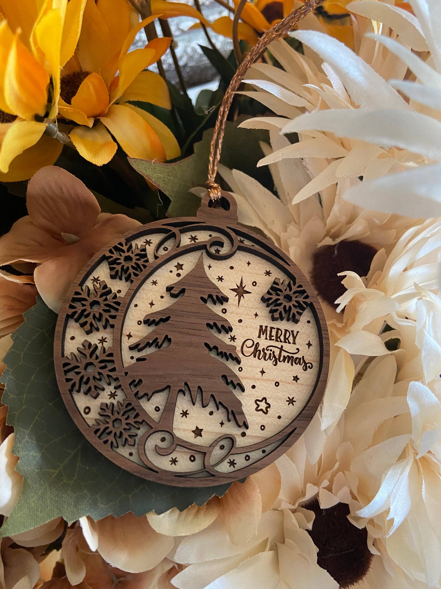 Christmas ornament, wooden 2D ornament, nature