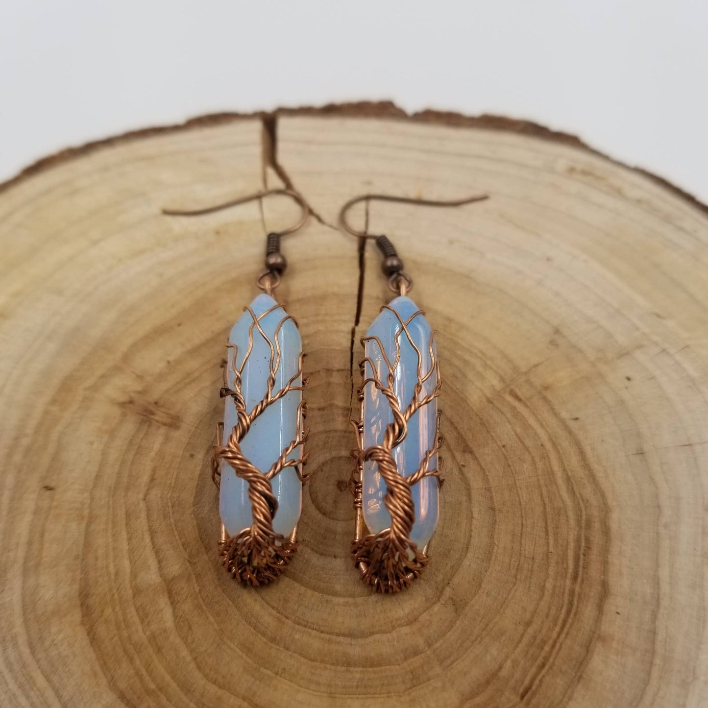 Wired Fluorite Crystal Pendant Earrings