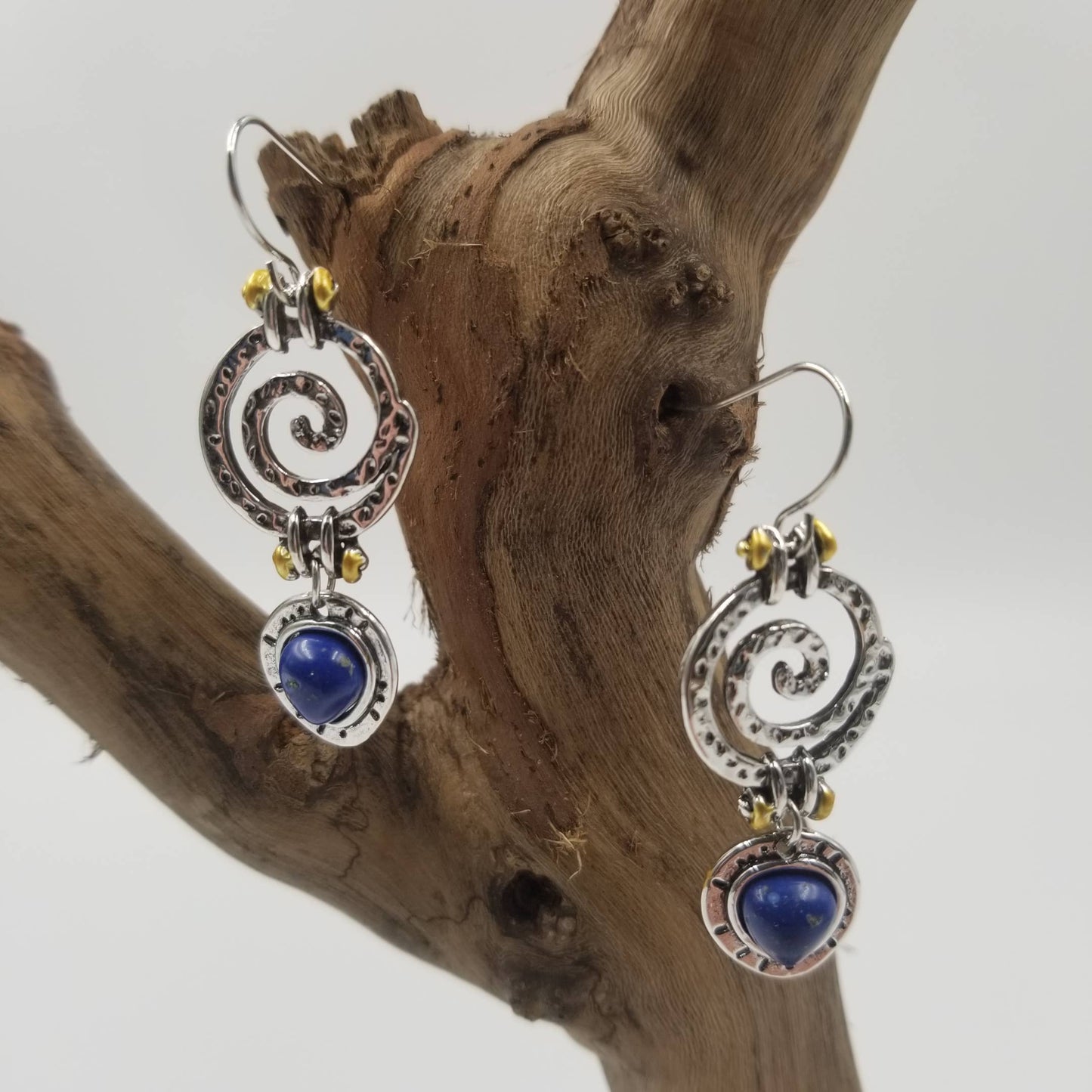 Vintage Silver Natural Lapis Lazuli Earrings