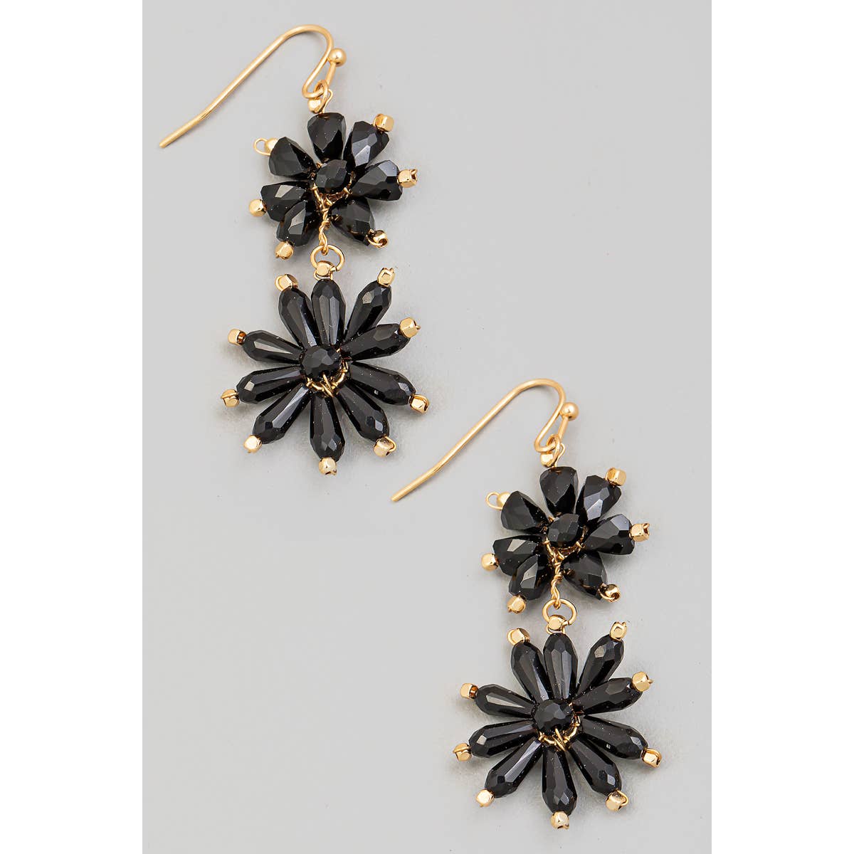 Beaded Flower Chain Dangle Earrings