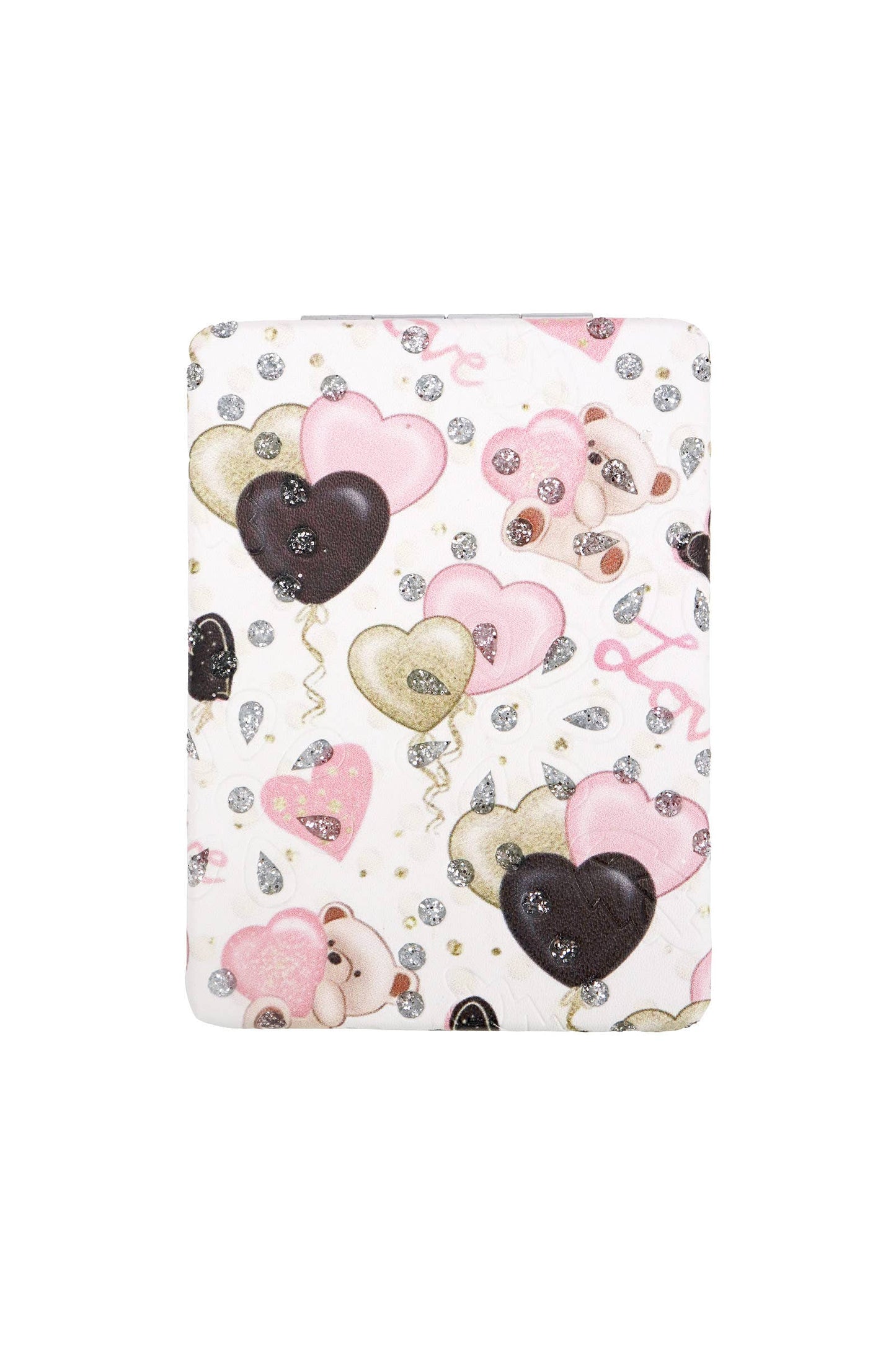 Valentine's Love Print Glitter Compact Mirror