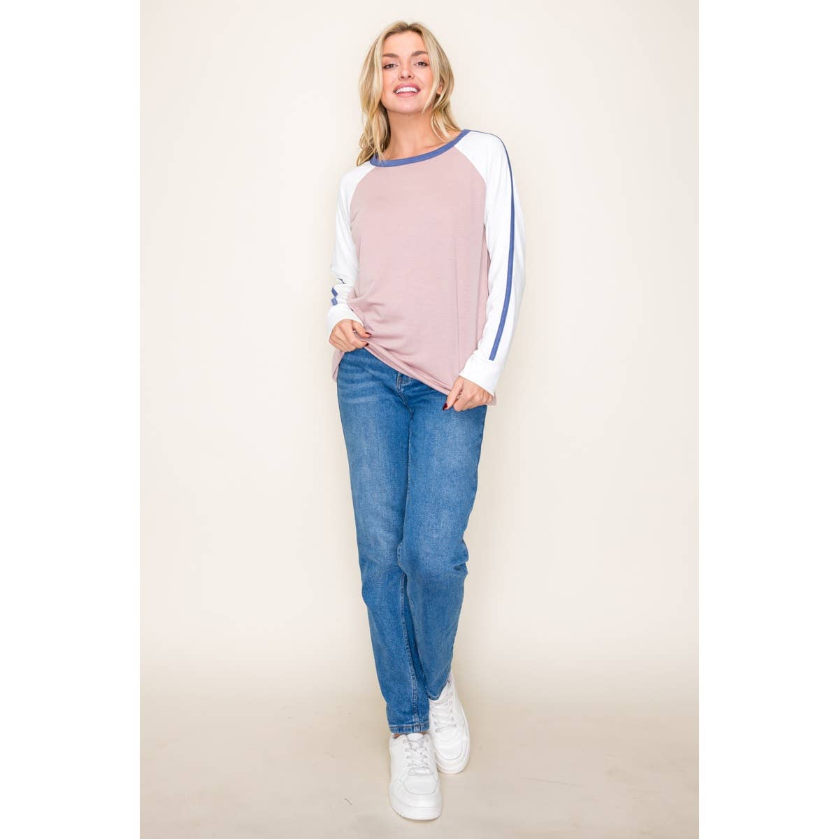 STACCATO ROUND NECK COLOR BLOCKED TOP