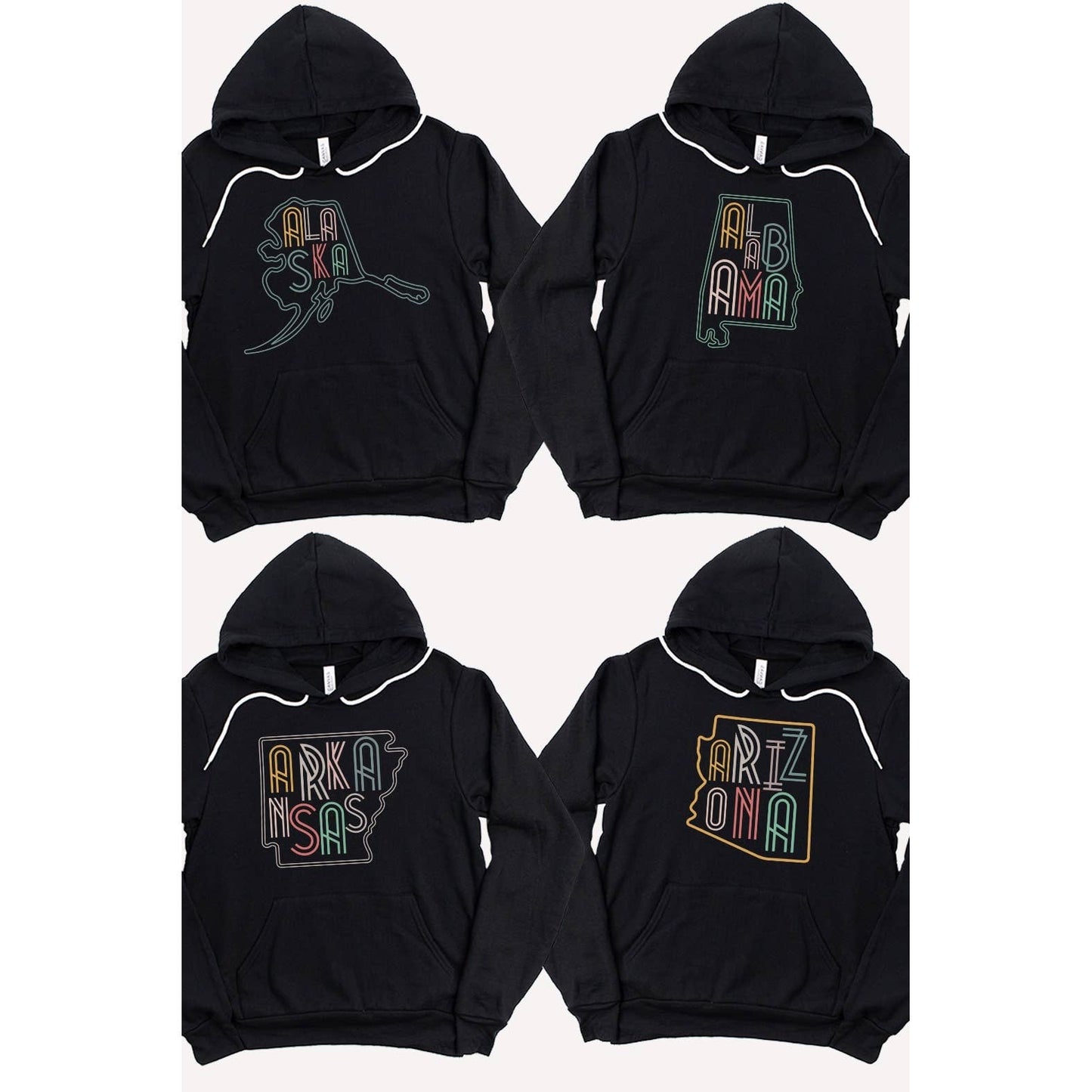 SOUTH DAKOTA Neon State Shape Graphic Hoodies