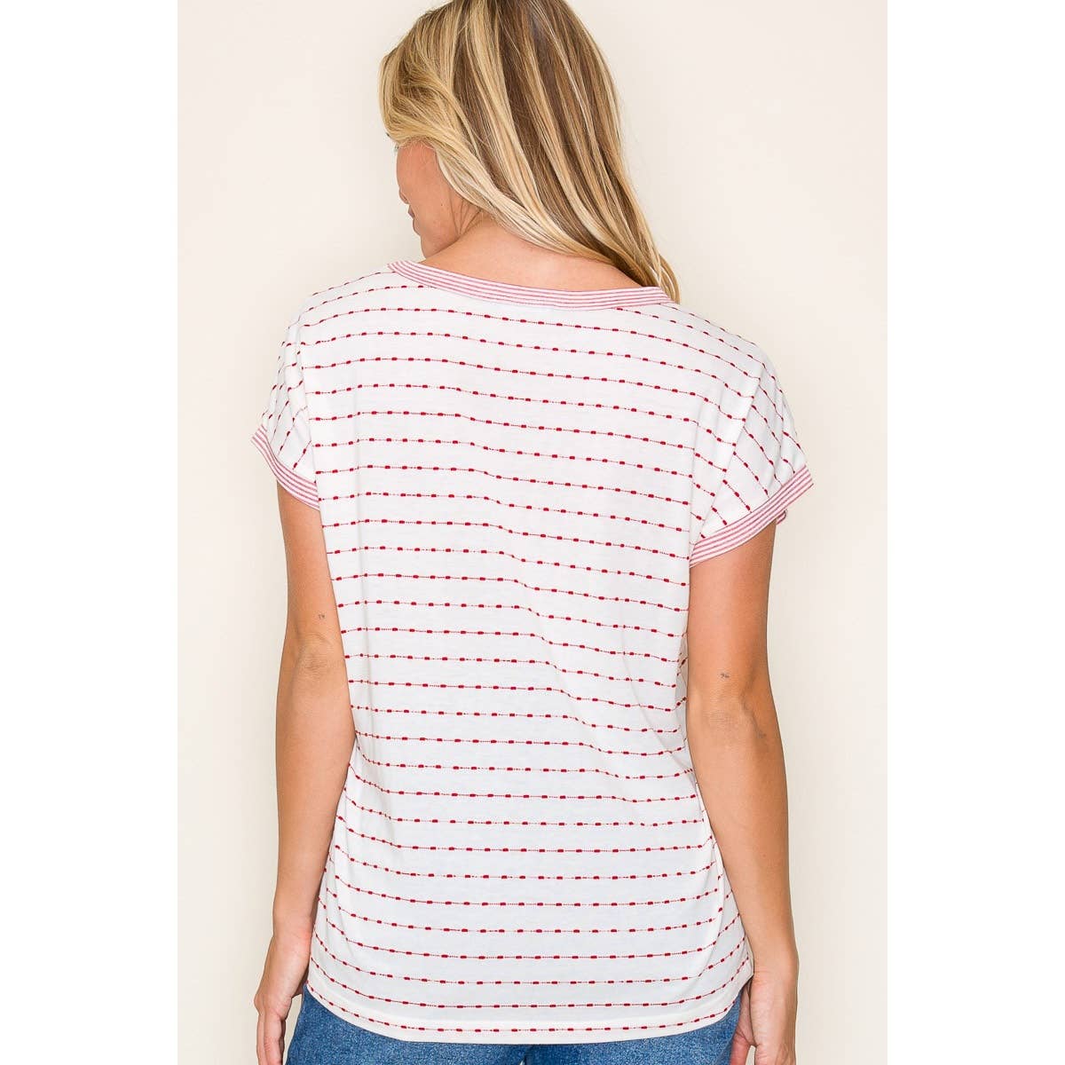Staccato V NECK DOTTED STRIPED TOP