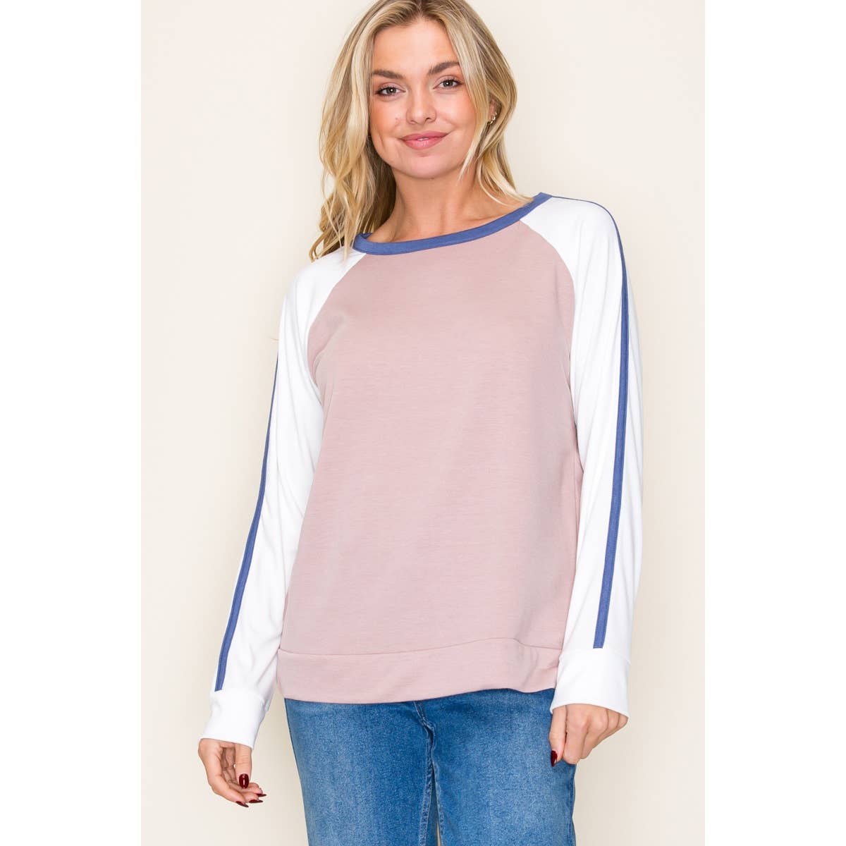 STACCATO ROUND NECK COLOR BLOCKED TOP