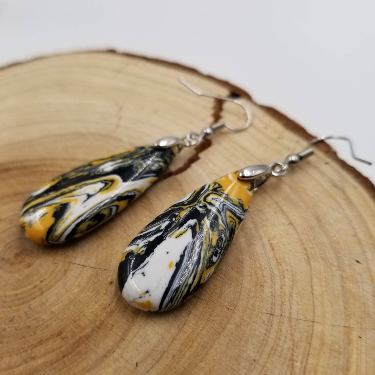 Natural Marble Imperial Jasper Gemstone Earrings