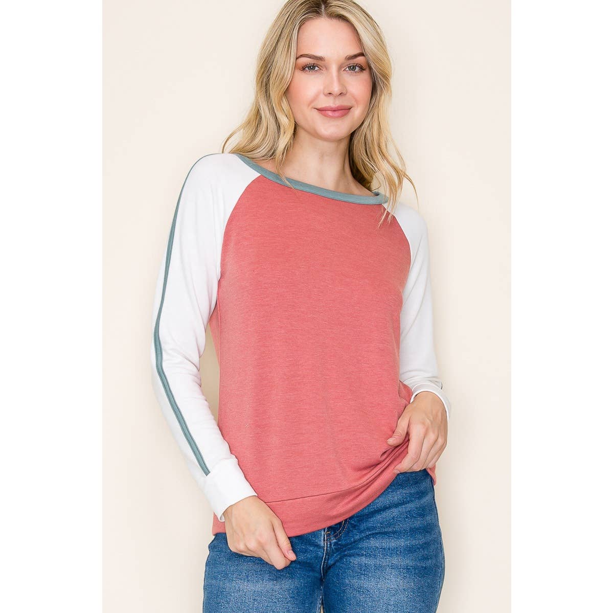 STACCATO ROUND NECK COLOR BLOCKED TOP