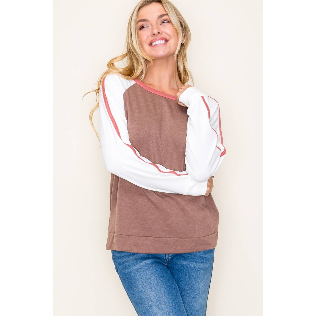 STACCATO ROUND NECK COLOR BLOCKED TOP