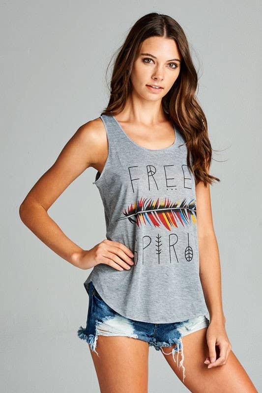 Free Spirit Print Graphic Tanktops
