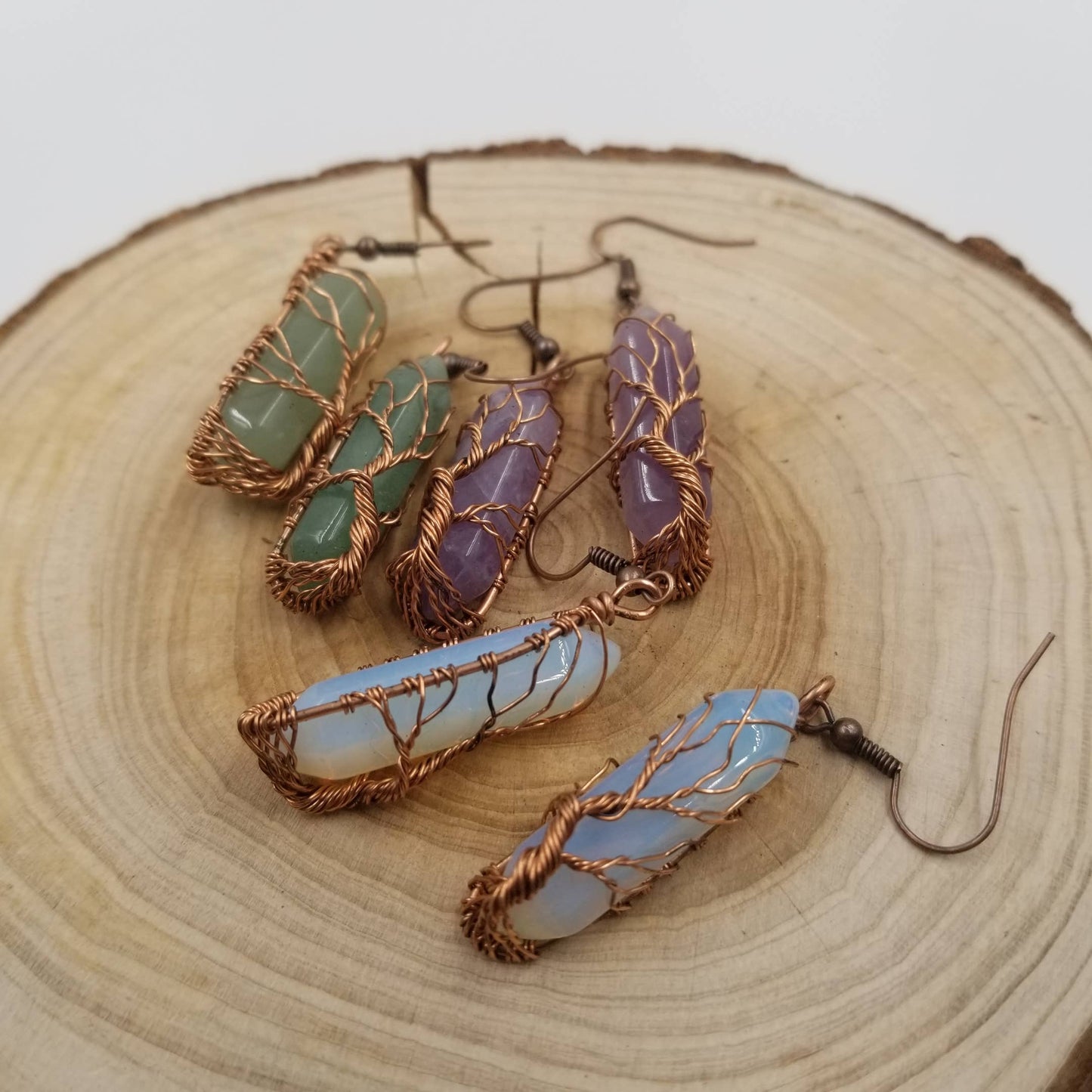 Wired Fluorite Crystal Pendant Earrings