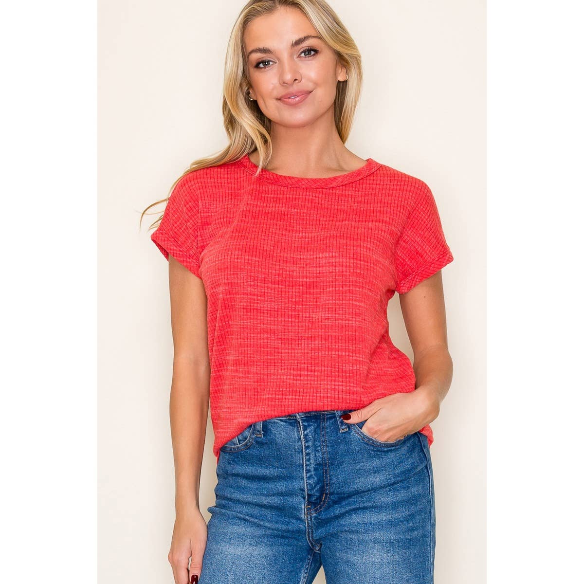 Staccato CREW NECK TEXTURED KNIT TOP Green