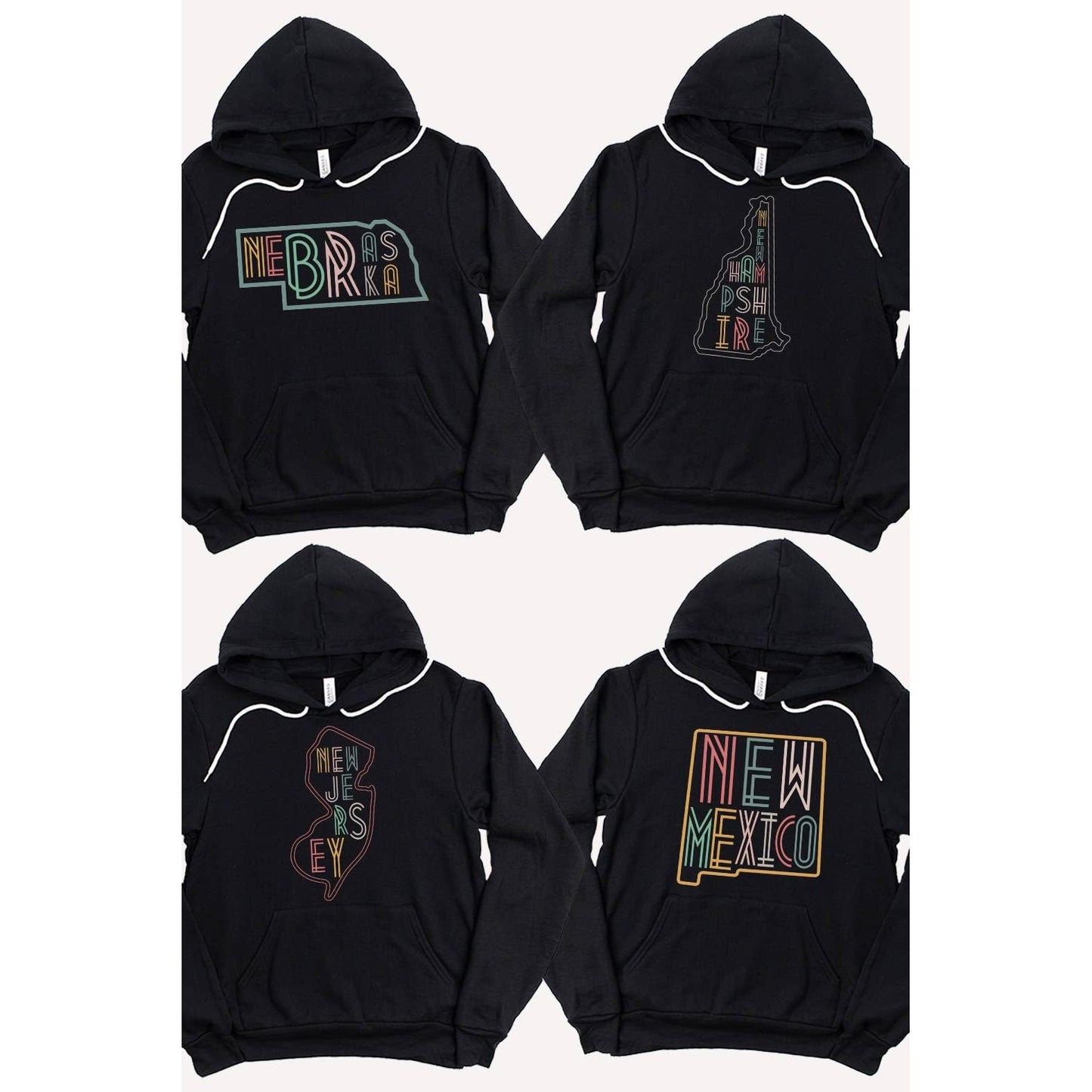 SOUTH DAKOTA Neon State Shape Graphic Hoodies
