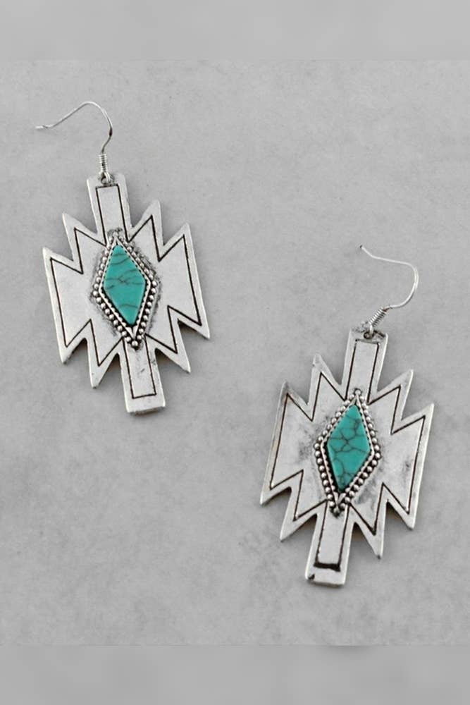Diamond Turquoise Ethnic Earrings
