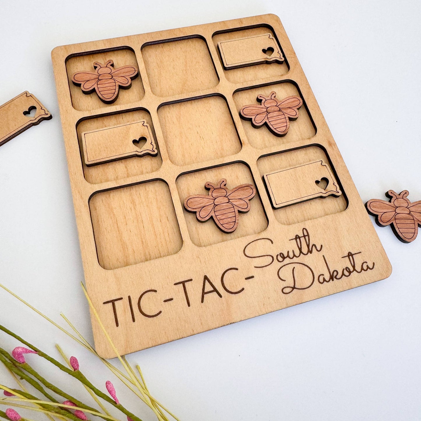 South Dakota State Gift - Tic-Tac-Toe SD Game - Customizable