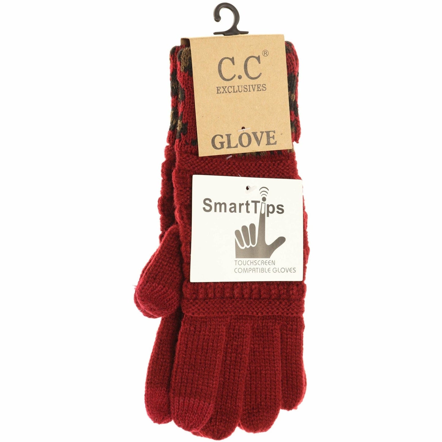 Solid Cable Knit Leopard Cuff CC Gloves G80