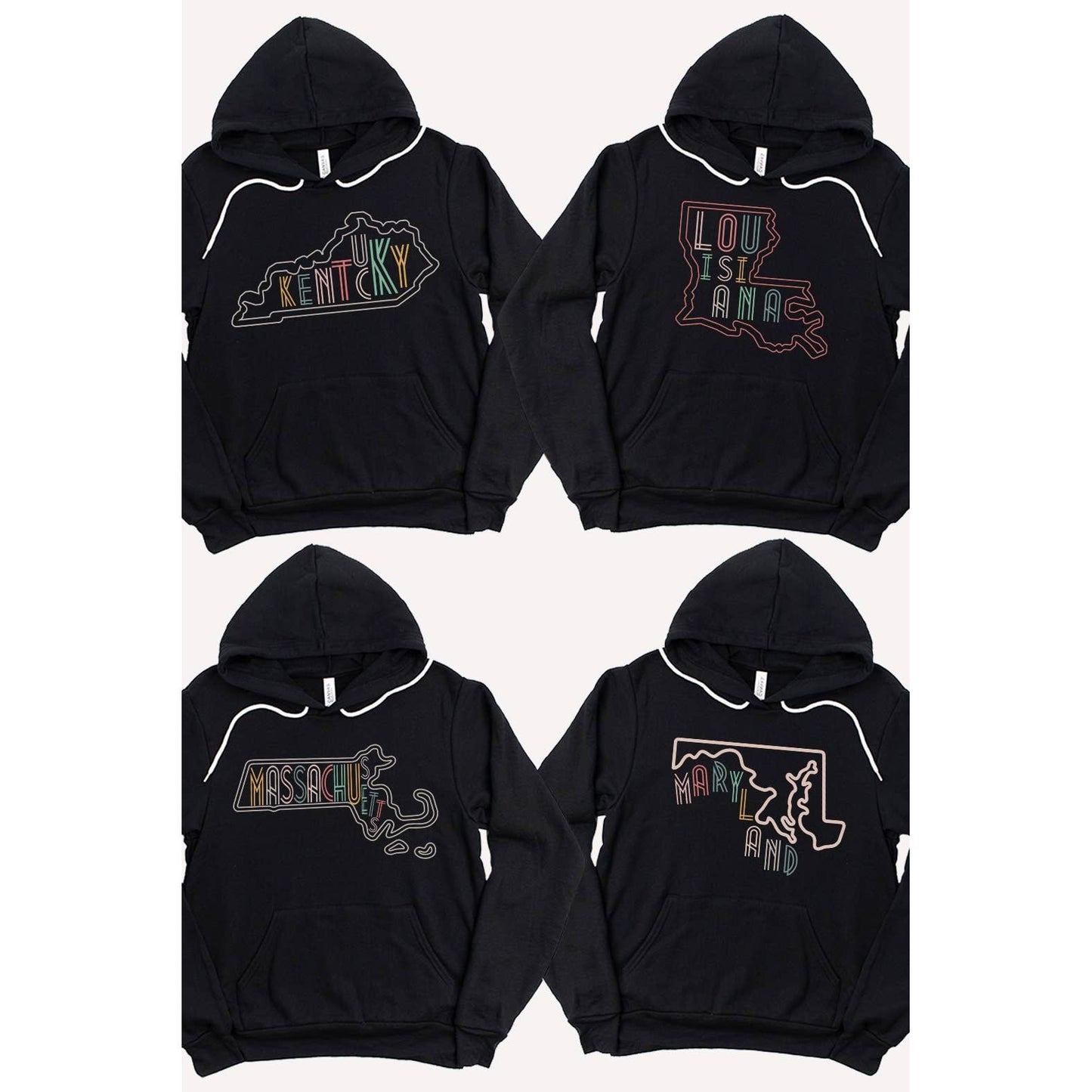 SOUTH DAKOTA Neon State Shape Graphic Hoodies