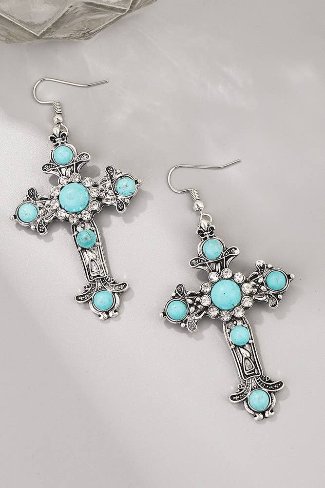 Turquoise Cross Earrings