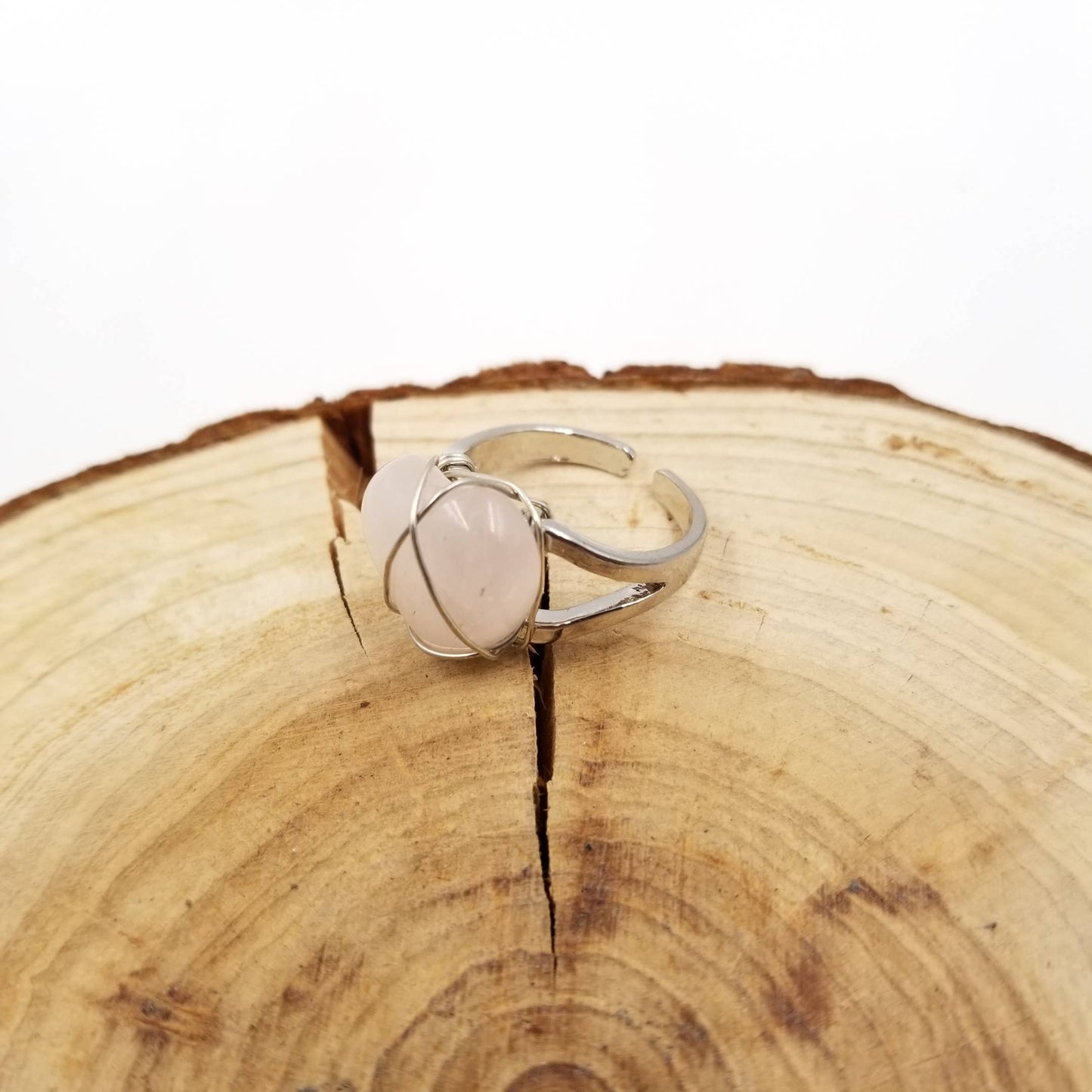Handmade Natural Crystal Heart Ring - Valentine'S Day Gift