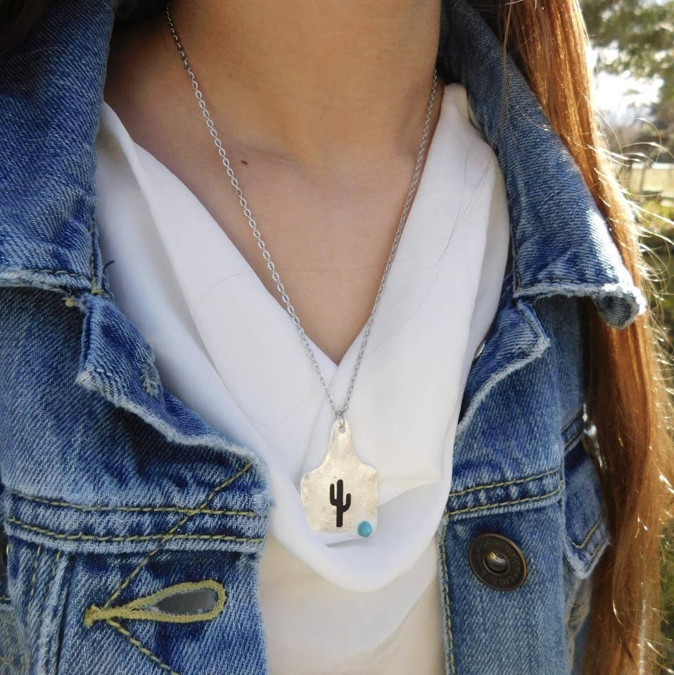 Cattle Tag Necklace - Cactus