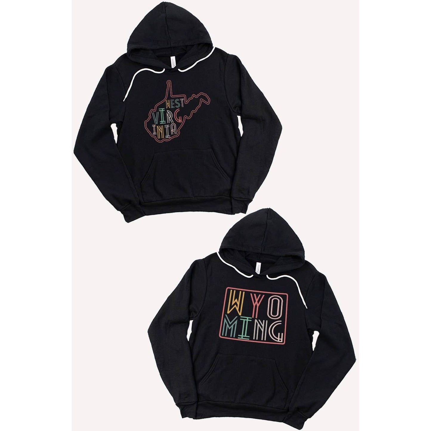 SOUTH DAKOTA Neon State Shape Graphic Hoodies