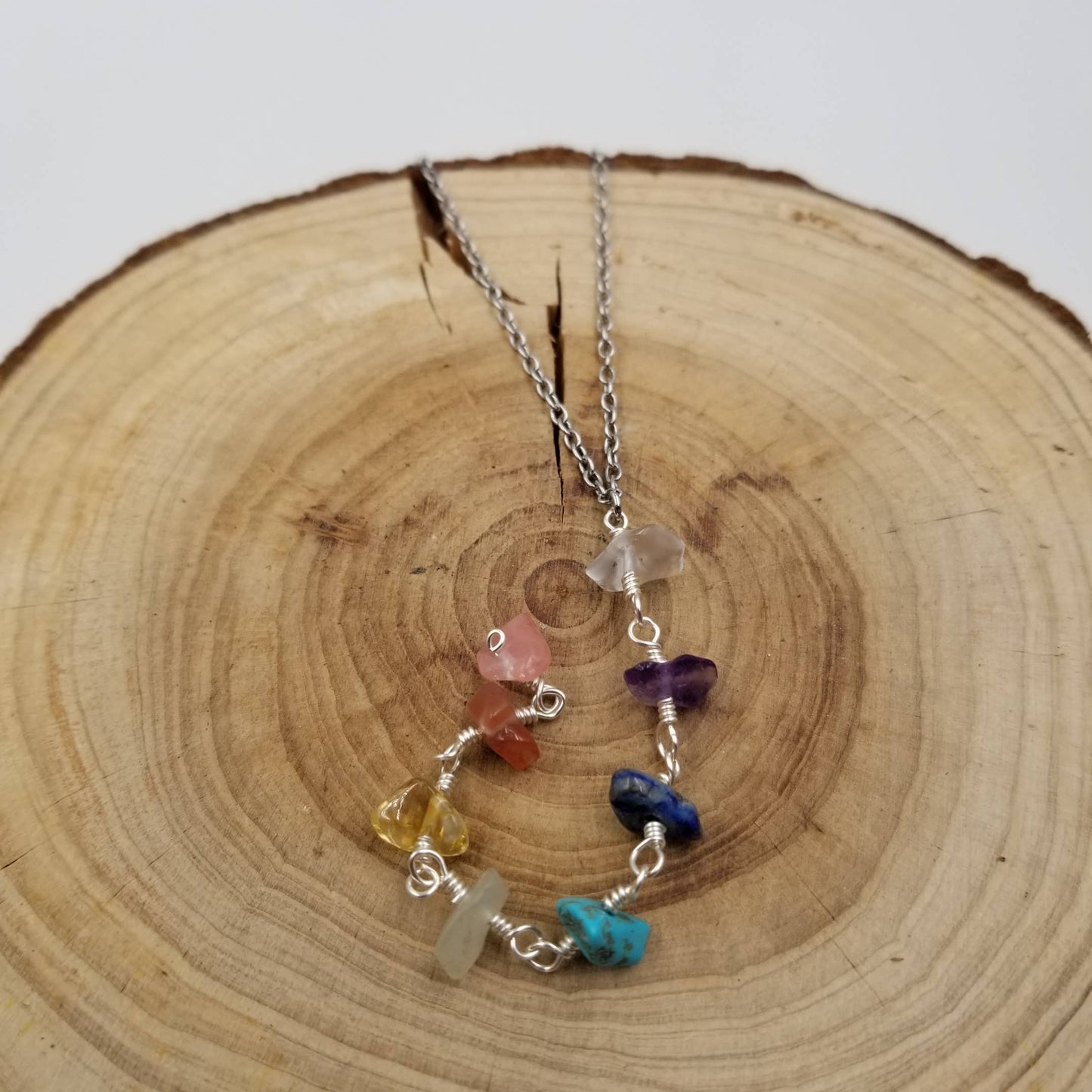 Handmade Winding Stacking Natural Stone Chakra Necklaces