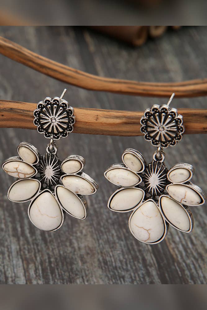 Flower Shaped Decor Drop Earrings