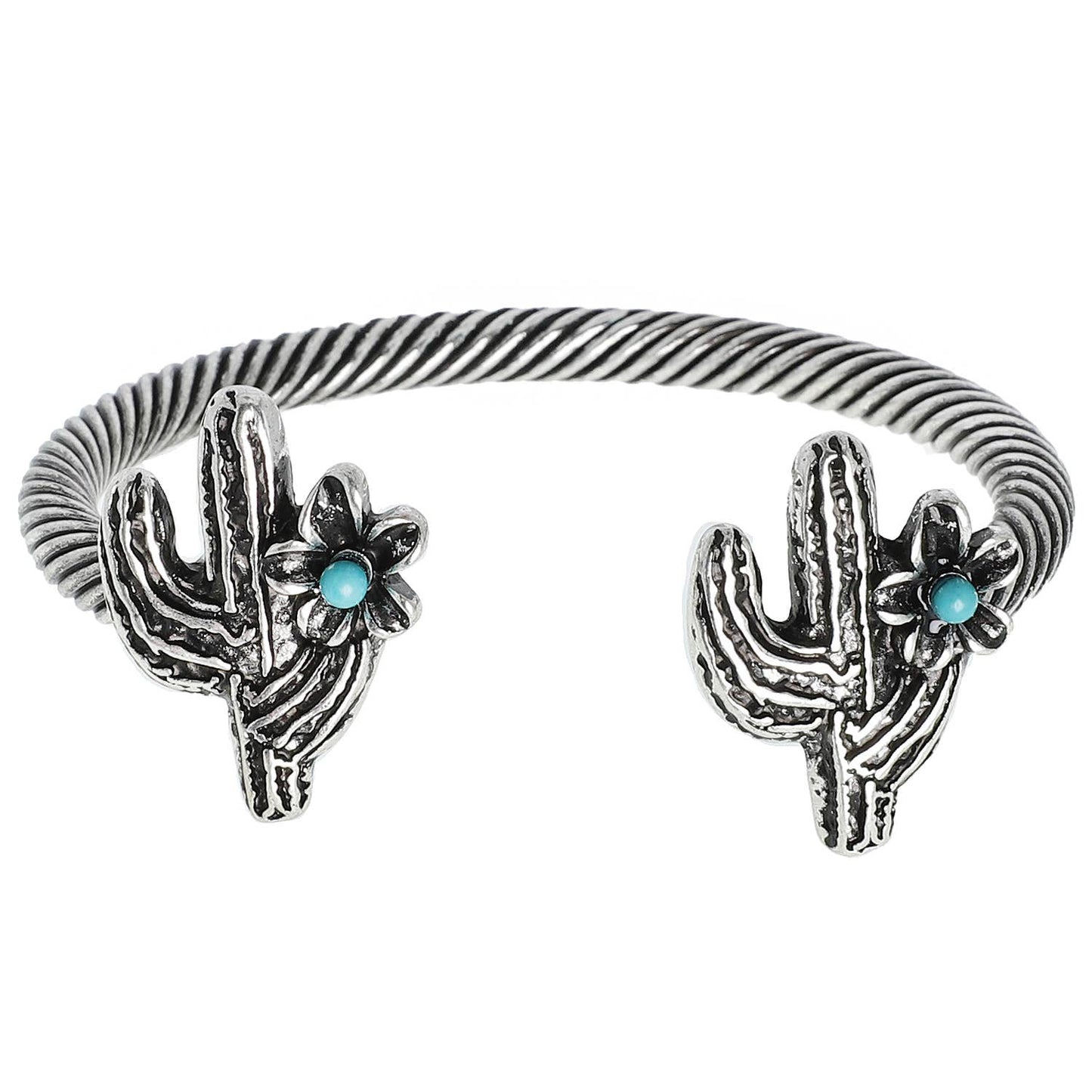 Turqoise Western Double Cactus Cable Cuff Bracelet