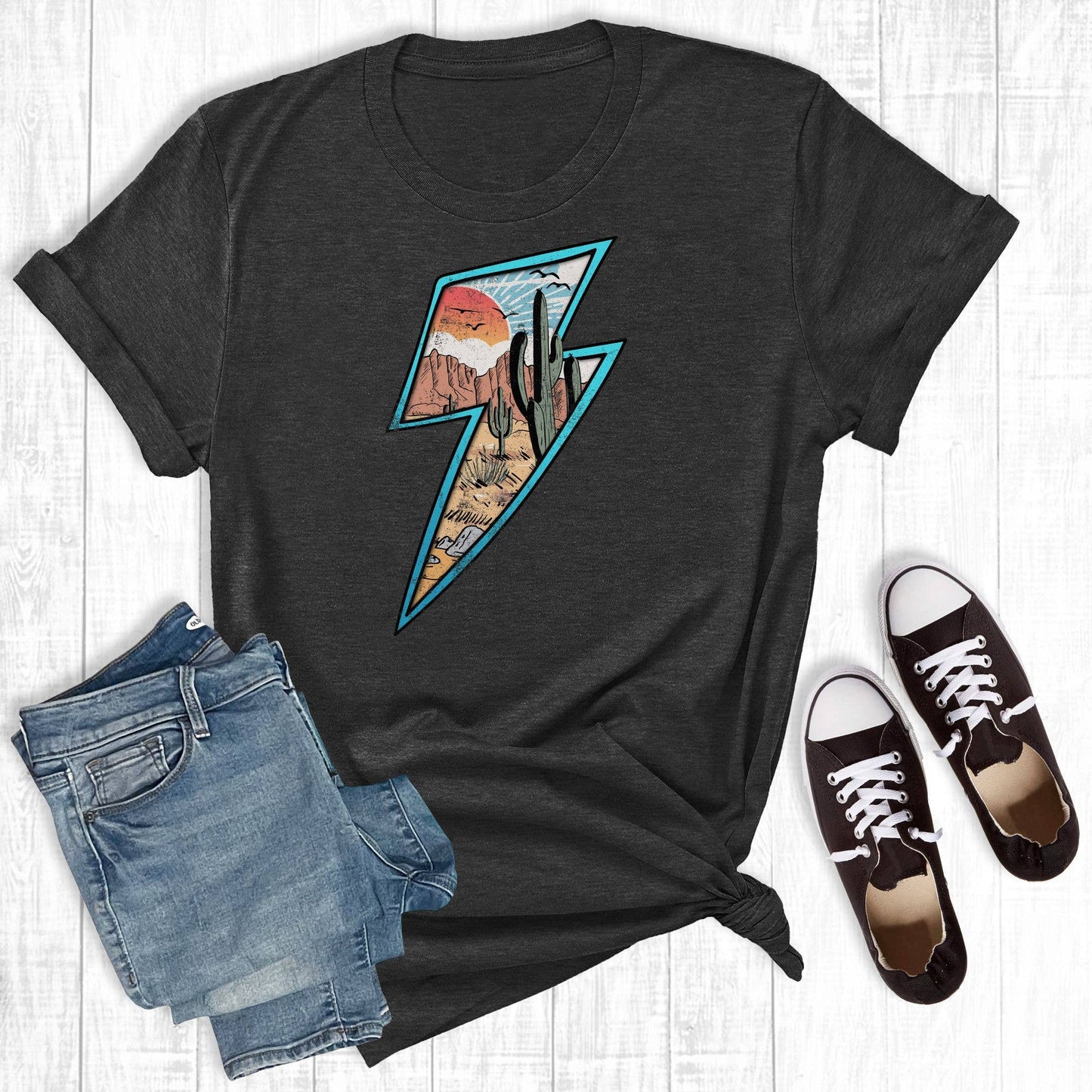 Western Desert Lightning Bolt Black
