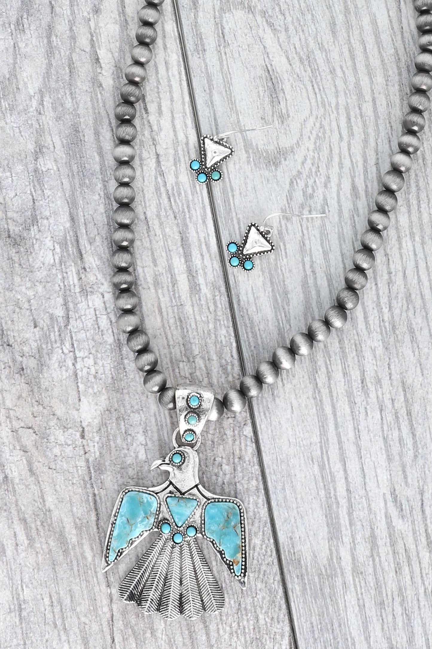 Sophia Collection Thunderbird Pendant Western Navajo Pearl Beaded Necklace Set