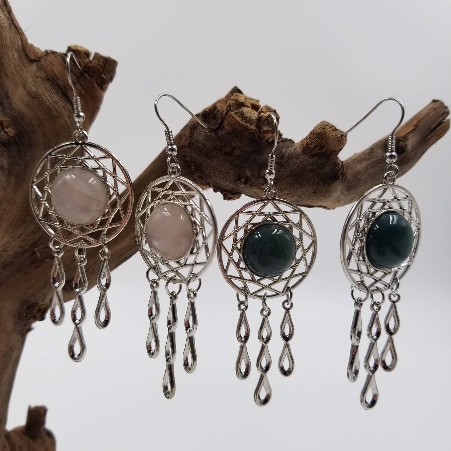 Natural Quartz Teardrop Earrings