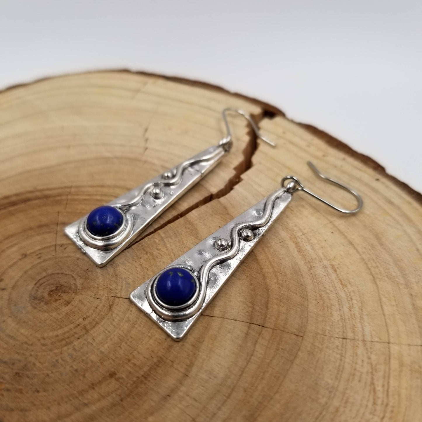 Classical Silver Roman Lapis Lazuli Earrings