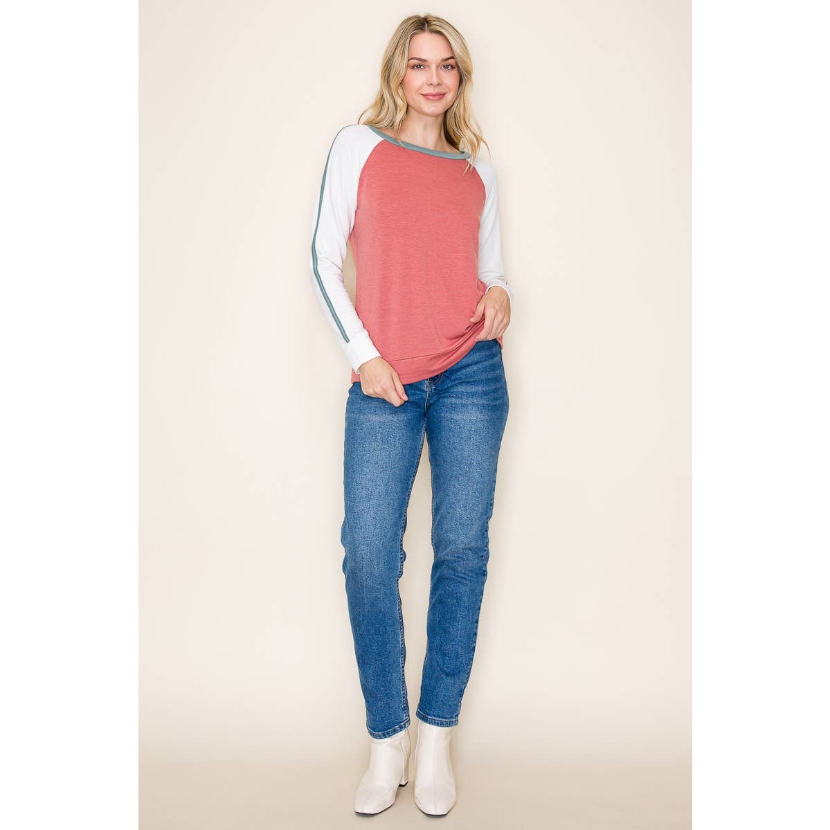 STACCATO ROUND NECK COLOR BLOCKED TOP