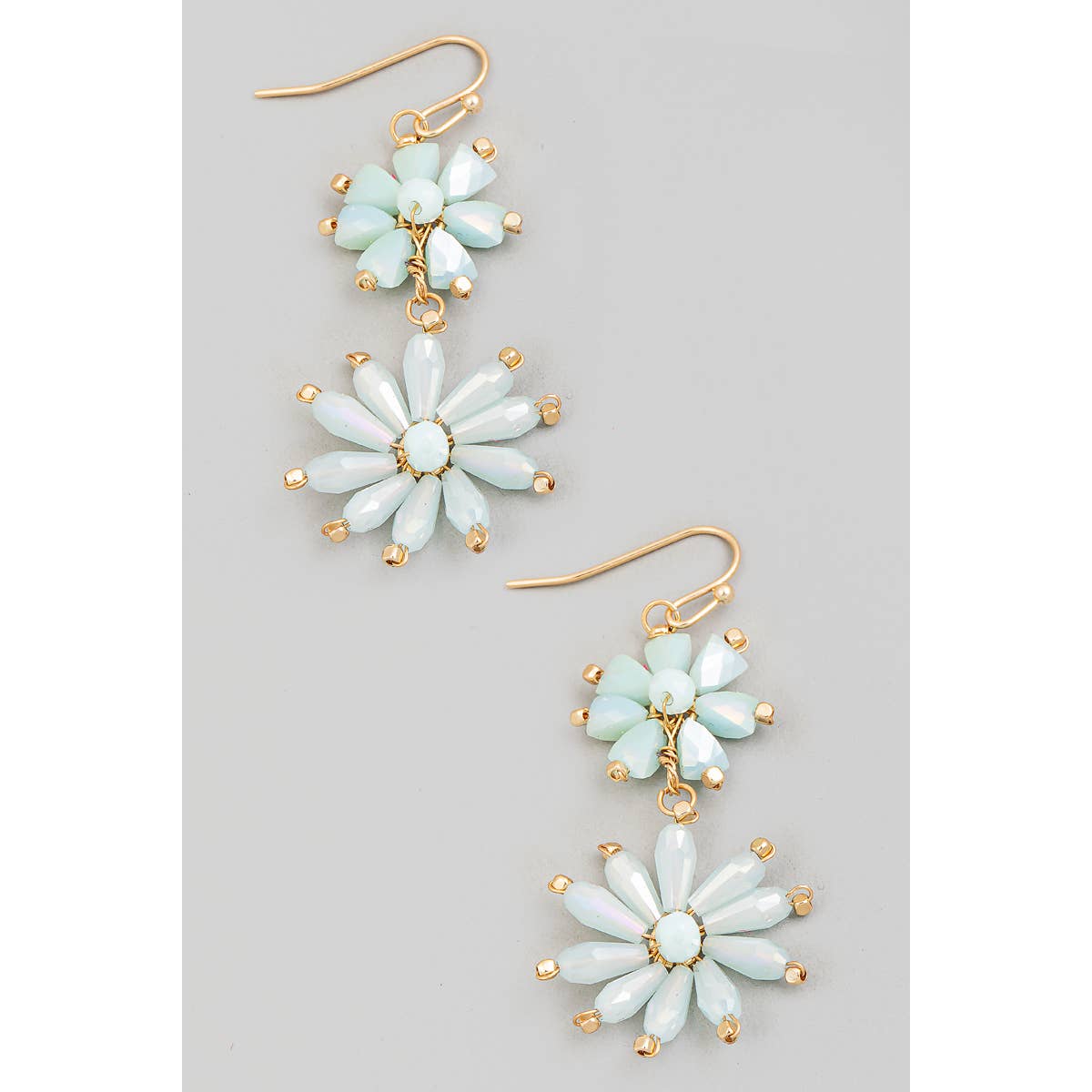 Beaded Flower Chain Dangle Earrings