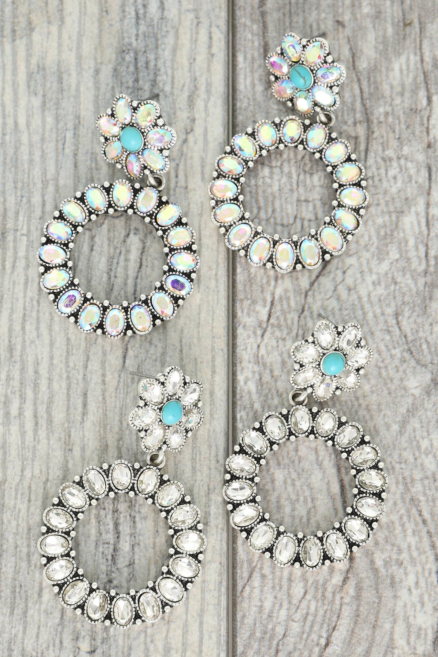 Sophia Collection Western Open Circle Turquoise Gemstone Earrings