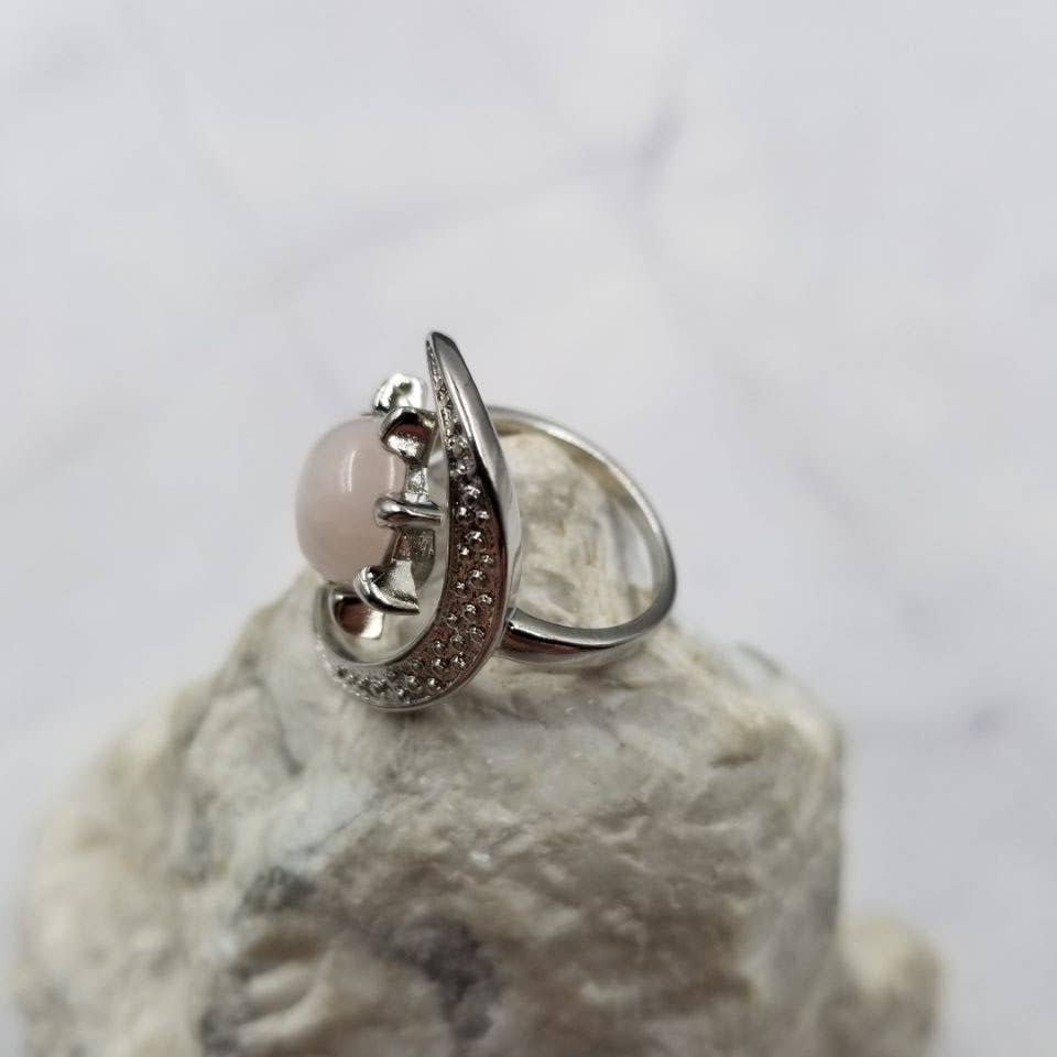 Gemstone Sun and Moon Ring - Gold