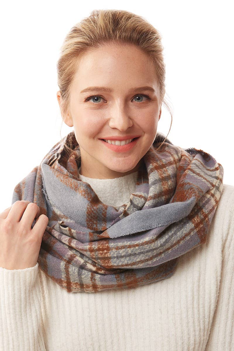 Women's Winter Plaid Patterned Infinity Scarf