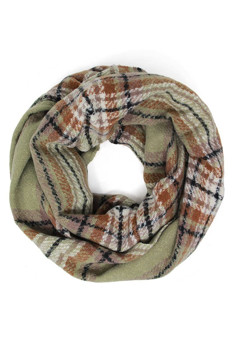 Women's Winter Plaid Patterned Infinity Scarf