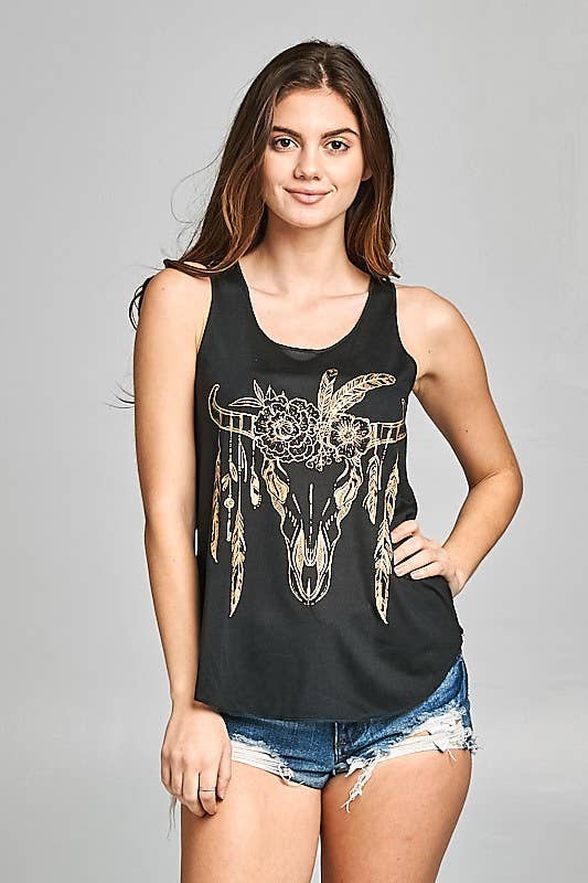 Boho Bull Graphic Tanktop