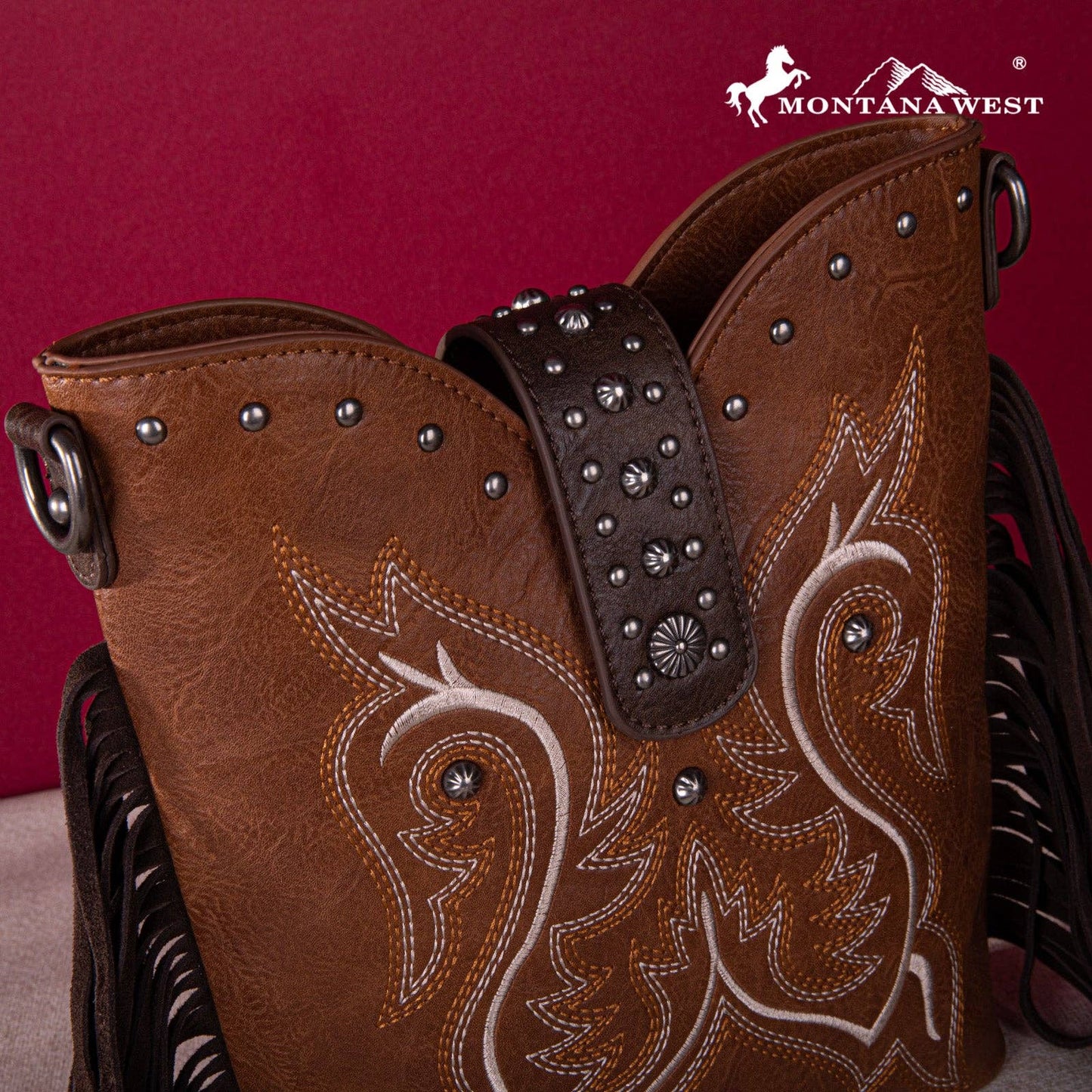MW1247-9360 Montana West Embroidered Fringe Collection Boot