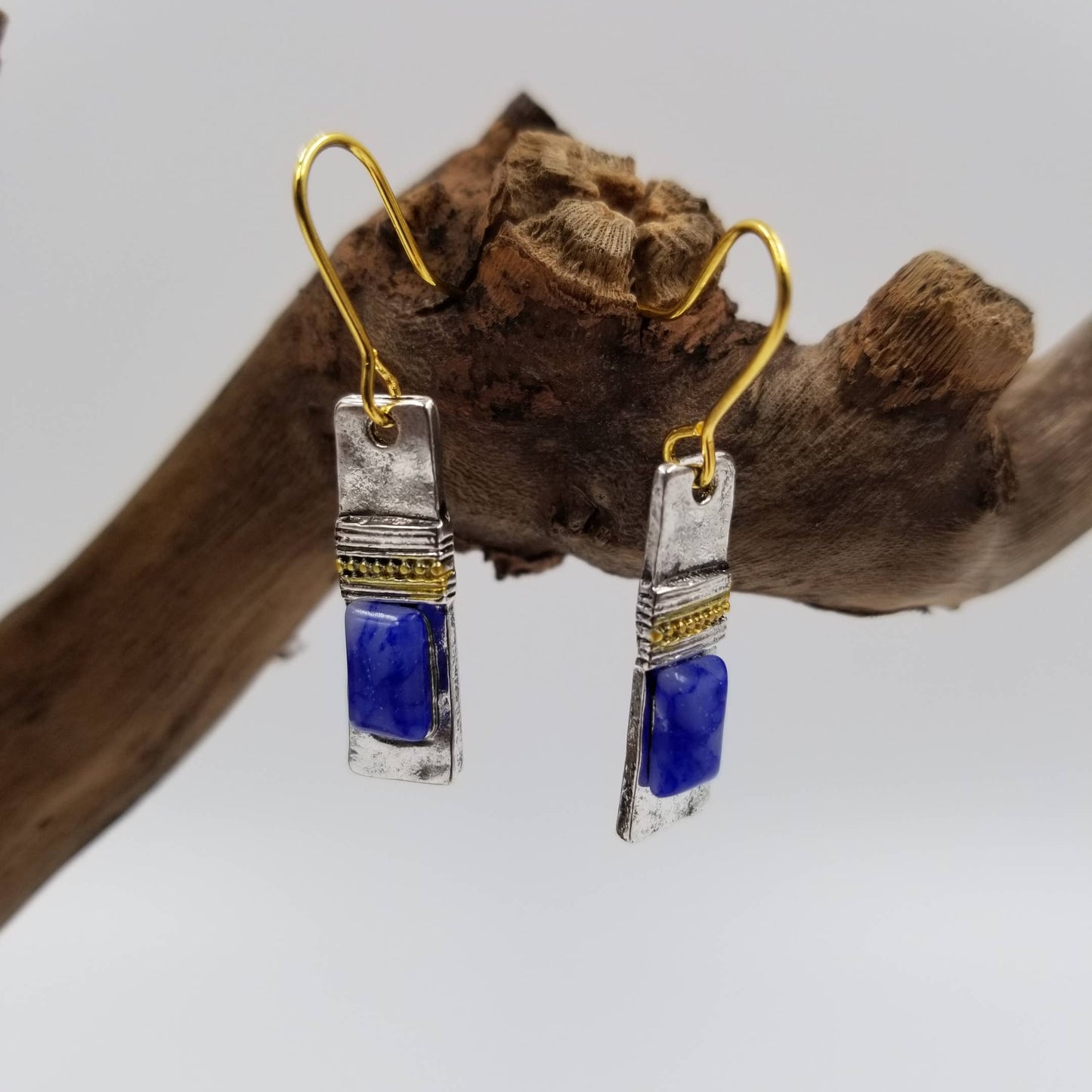 Vintage Silver Lapis Lazuli Stone Earrings