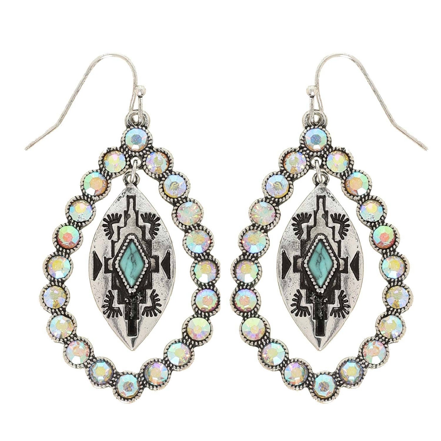 Sophia Collection Western Turquoise Teardrop Earrings