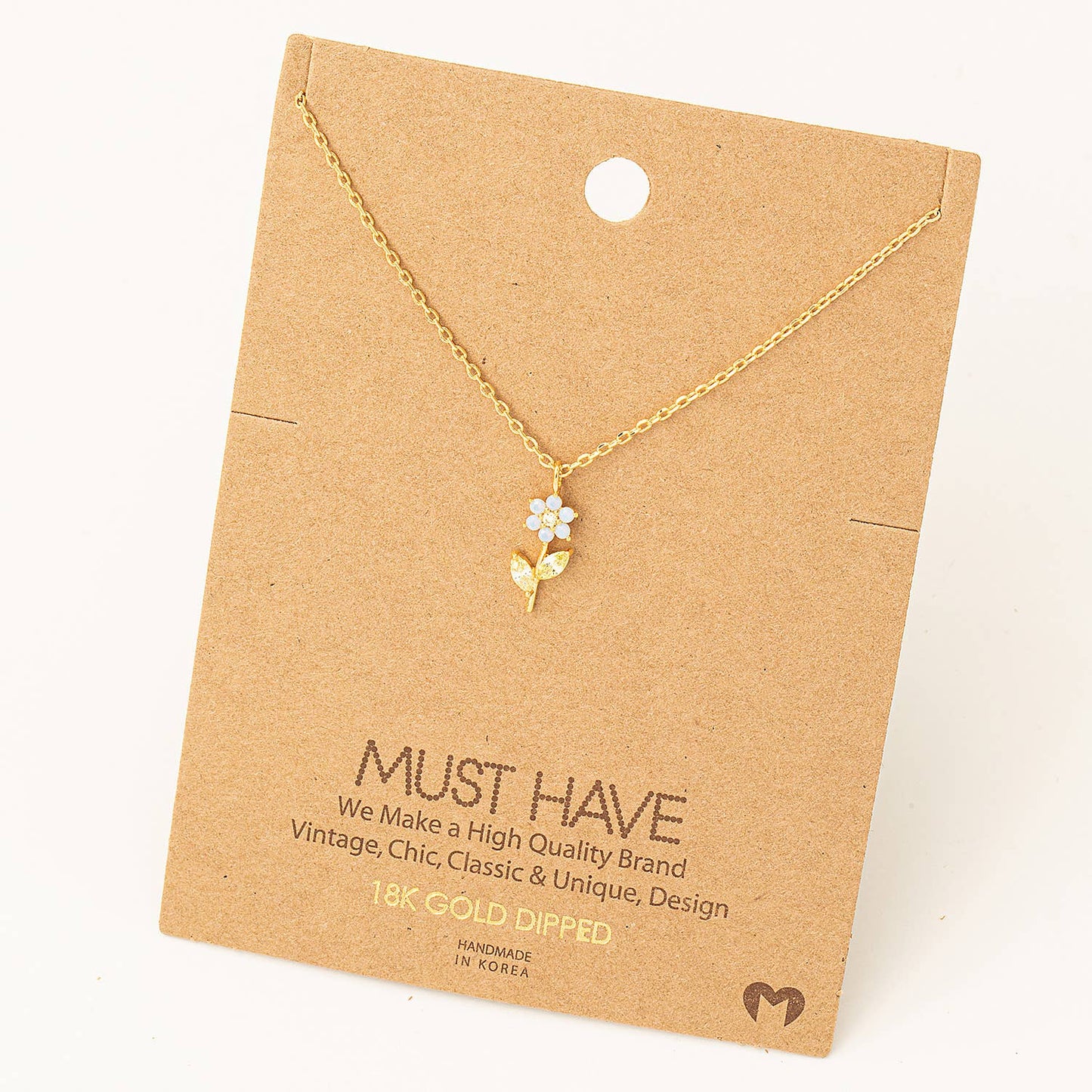 Rhinestone Flower Charm Necklace