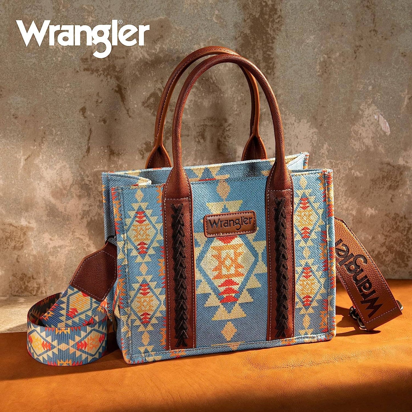 WG2202-8120S Wrangler Southwestern Print Small Canvas Tote/Crossbody
