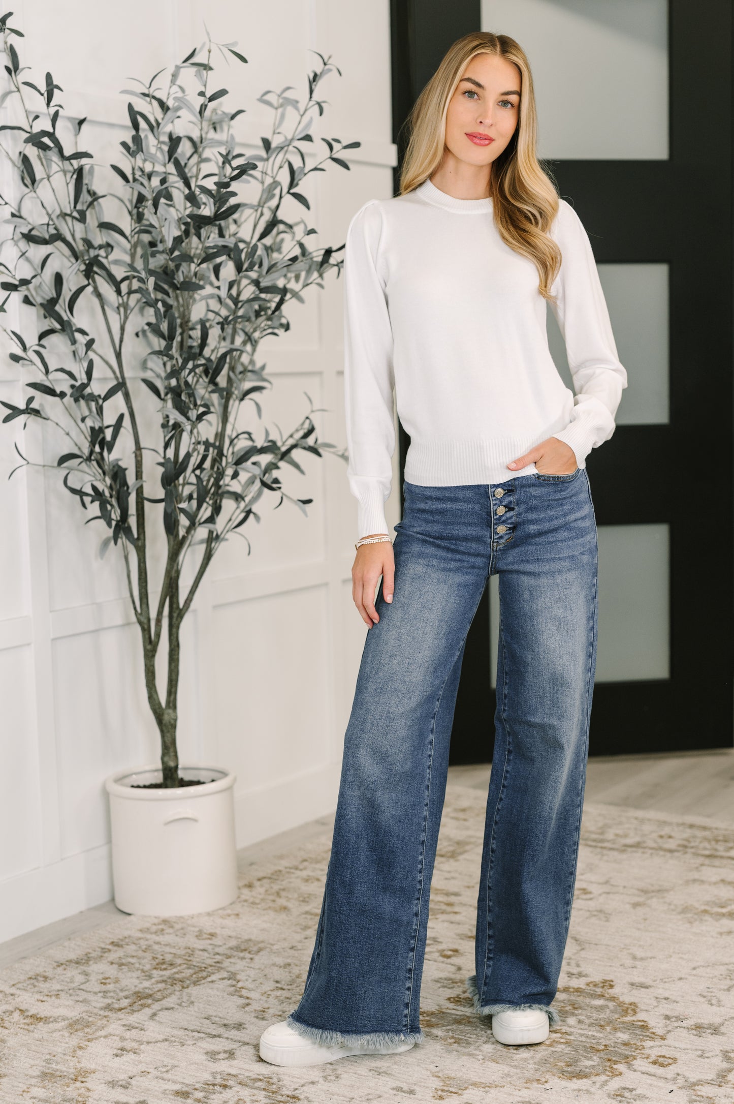 Judy Blue Karla High Waist Column Straight Button-Fly & Back Welt Pkts